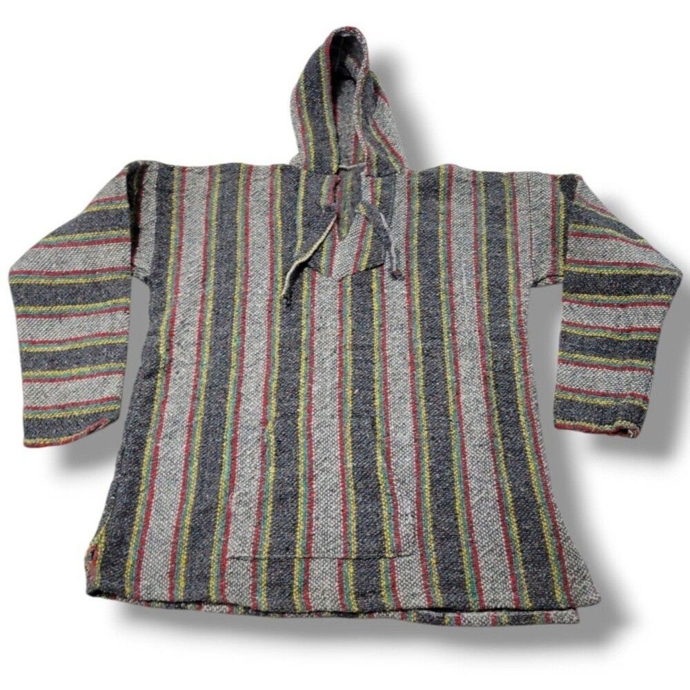 Baja Sweater Size Large Baja Hoodie Mexico Mexican Style Knit Sweatshirt W/ Flaw